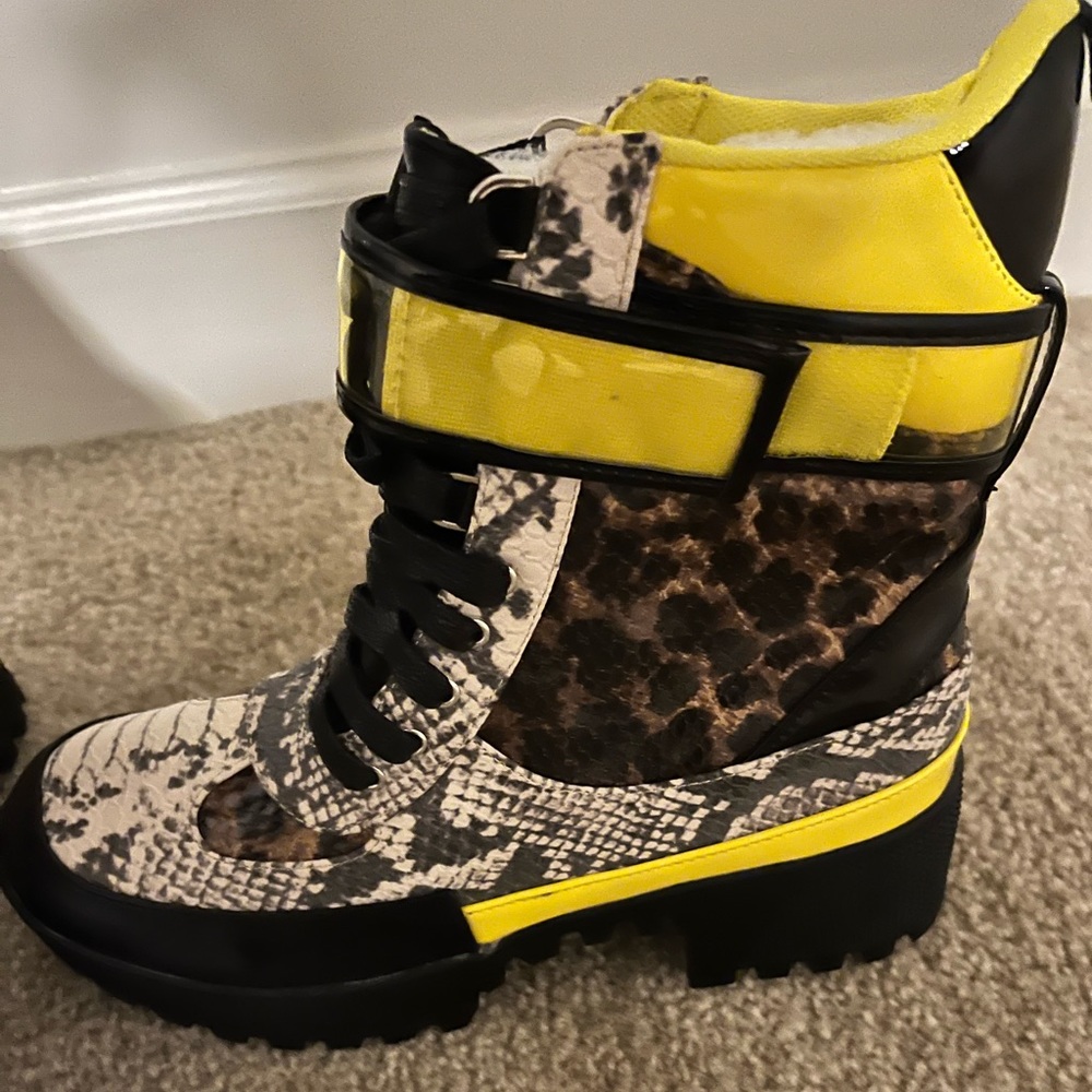 Snake print boots
